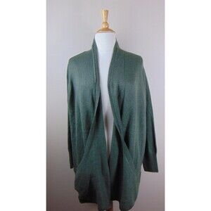 Cj Banks Open Front Duster Cardigan Sweater 3x New Green Pockets Long Acrylic